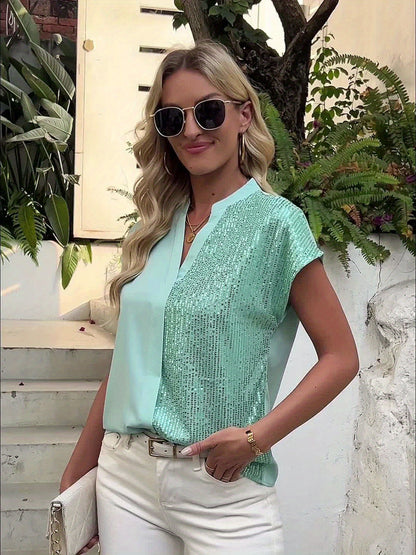 Damen Elegante Bluse mit Pailletten – Perfekt für Büro und festliche Anlässe