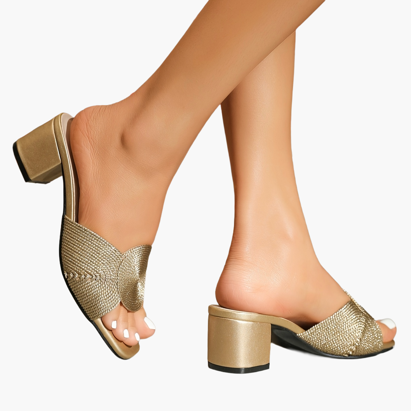 Damen Elegante Blockabsatz-Sandalen zum Hineinschlüpfen – Perfekt für Sommer und besondere Anlässe