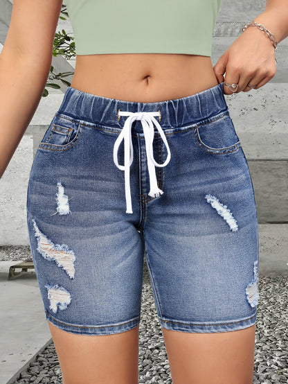 Damen Bermuda Shorts im Destroyed Look mit Kordelzug – Perfekt für Freizeit und Sommer
