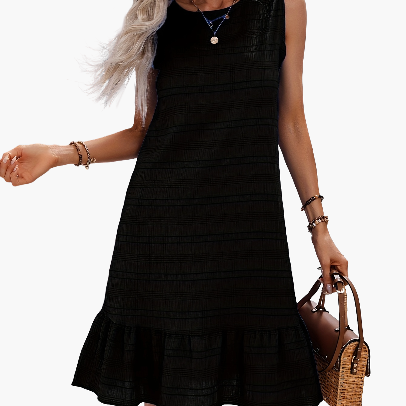 Damen Sommerkleid im A-Linien-Stil mit Volant – Elegantes Freizeit- und Urlaubskleid