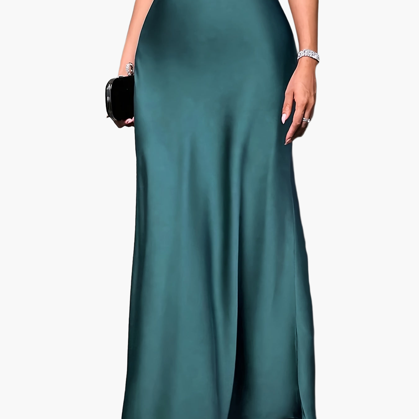 Damen Maxirock Elegant Satin Look Abendmode Festlich