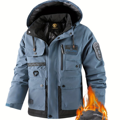 Unisex Winterjacke mit Kapuze Mehrere Taschen wasserabweisend
