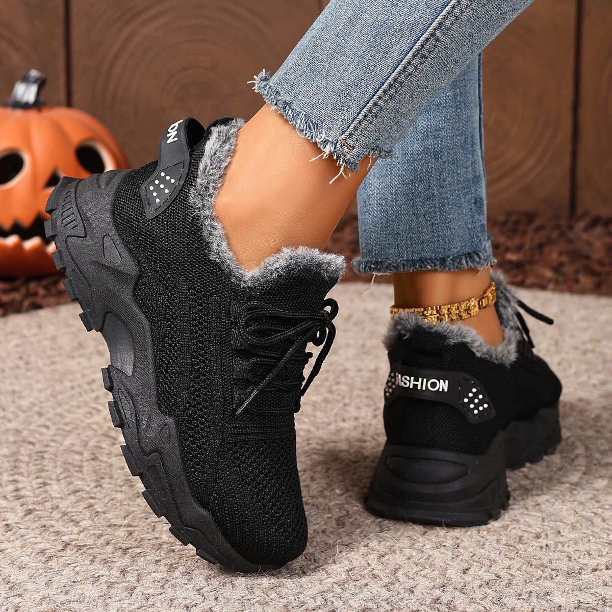 Damen Sneaker Rot mit Schnürung & Plüschfutter | Winter Sport Freizeit Schuhe