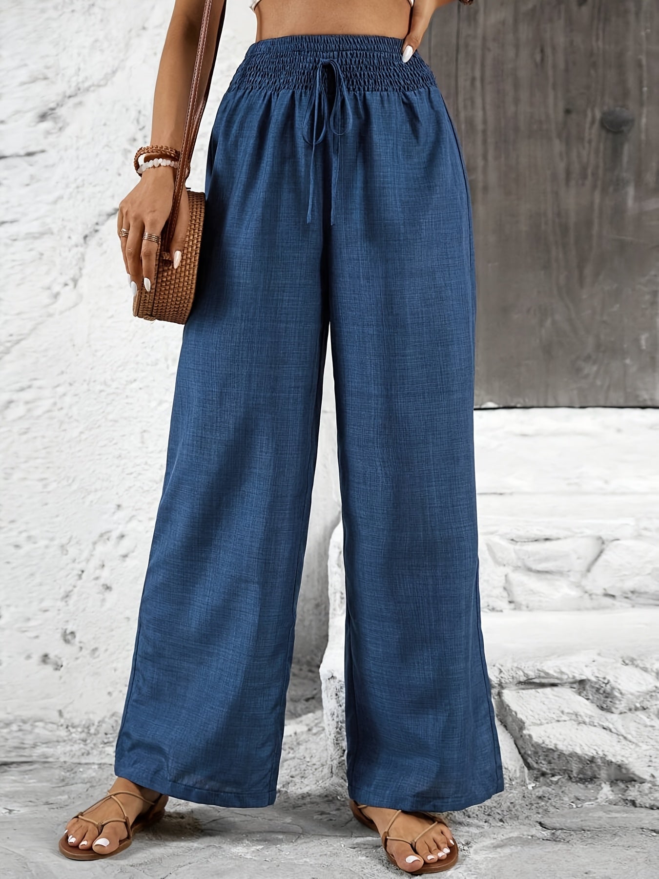 Damen Weite Freizeithose mit Elastikbund – Eleganter Stil für Alltag und Urlaub
