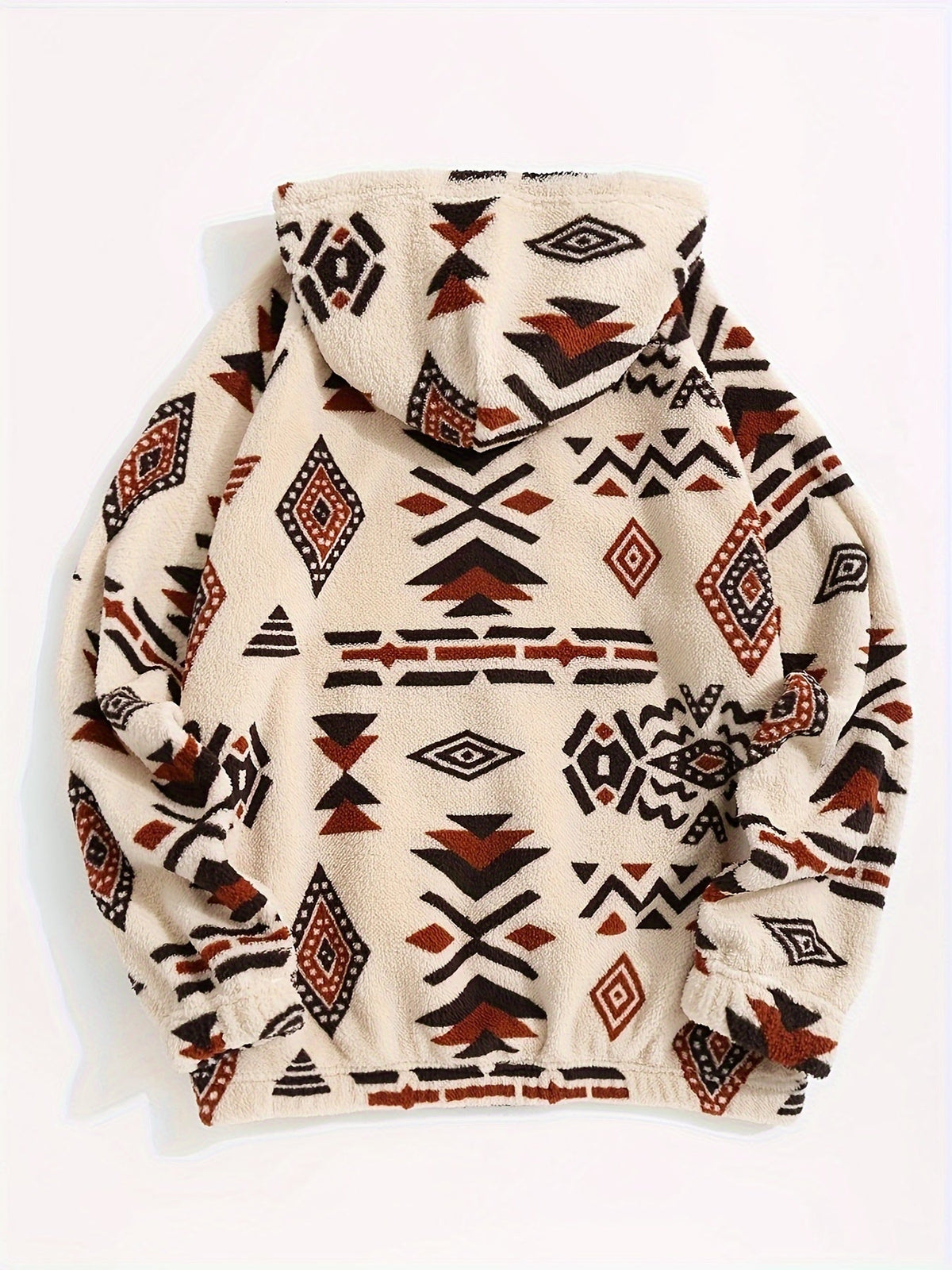 Fleece Hoodie mit Muster Kapuzenpullover
