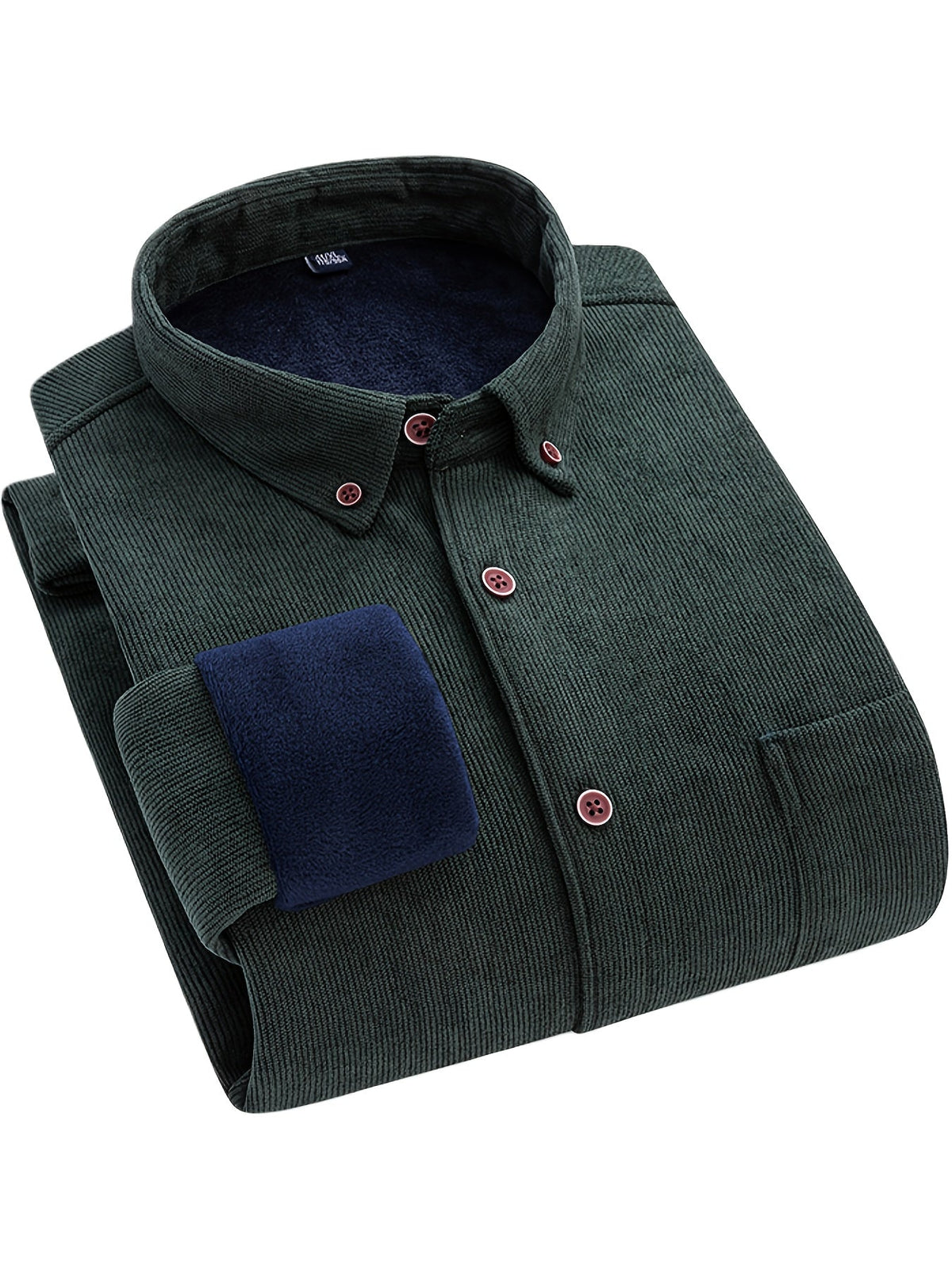 Herren Cordhemd mit Fleecefutter, Langarm, Button-Down-Kragen
