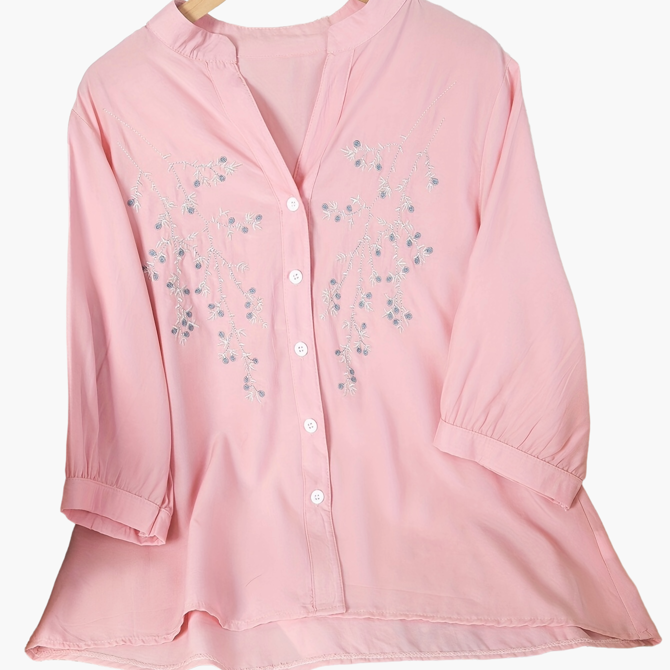 Damen Bluse Elegant Bestickt Locker Freizeit Büro Chic