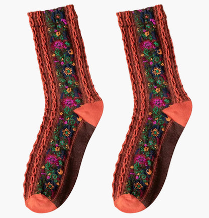 Damen Socken mit Blumenmuster Jacquard – Modisch & Bequem für Alltag und Freizeit