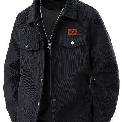 Herren Rippstrick Jacke mit Kentkragen und Brusttaschen
