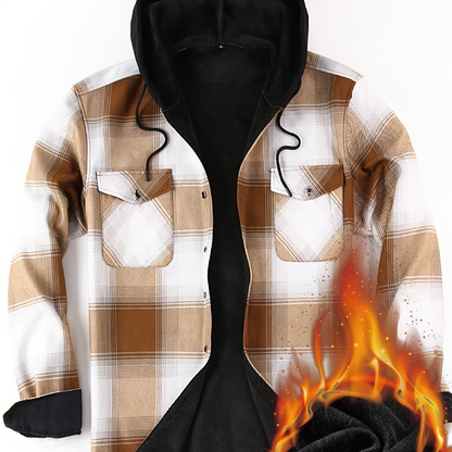 Herren Thermo-Kapuzenhemd Kariert – Warmes Freizeit Flanell Overshirt mit Futter
