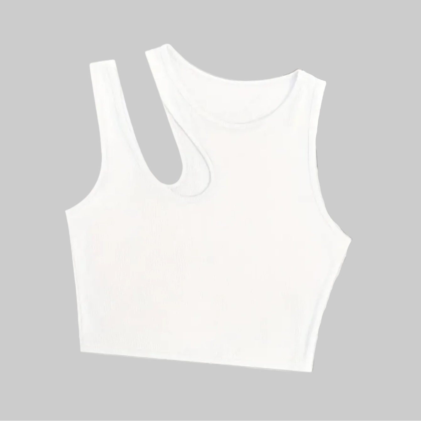 Damen Asymmetrisches Rib-Crop Top für Sommer, Modisches Streetwear Oberteil