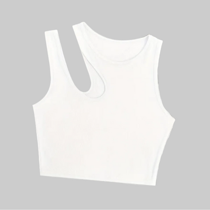 Damen Asymmetrisches Rib-Crop Top für Sommer, Modisches Streetwear Oberteil