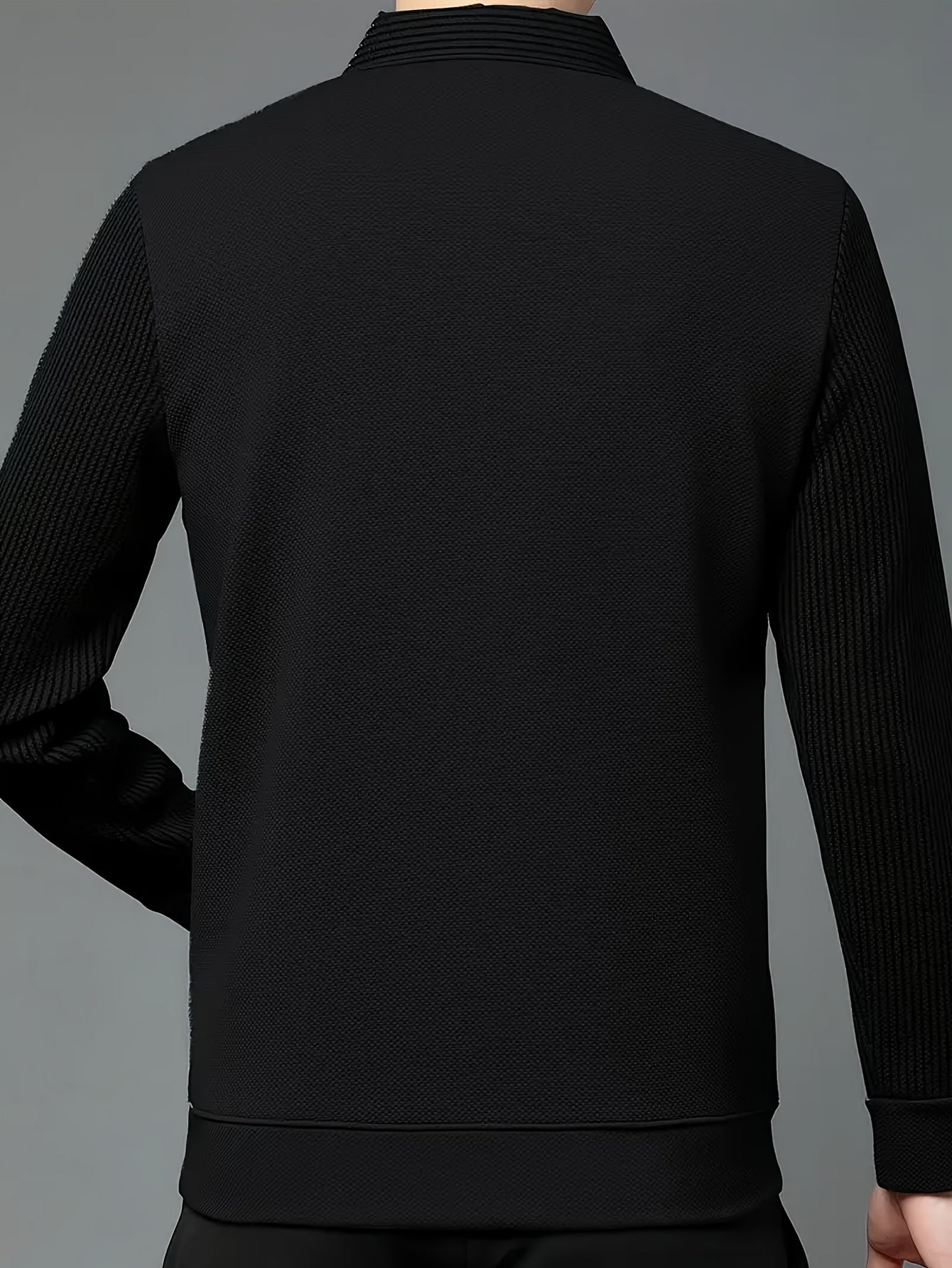 Herren Langarm Poloshirt gestreifter Kragen und Manschetten