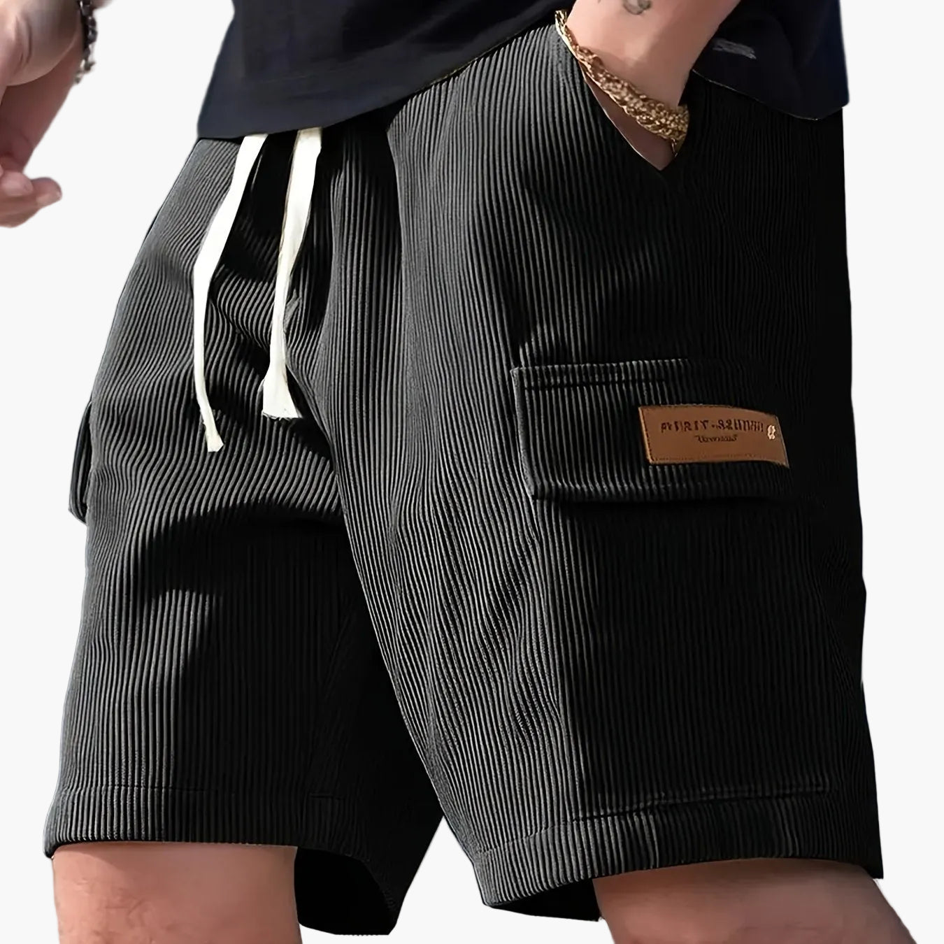 Herren Freizeithose – Modische gestreifte Shorts mit Kordelzug und Seitentasche, ideal für Alltag & Urlaub