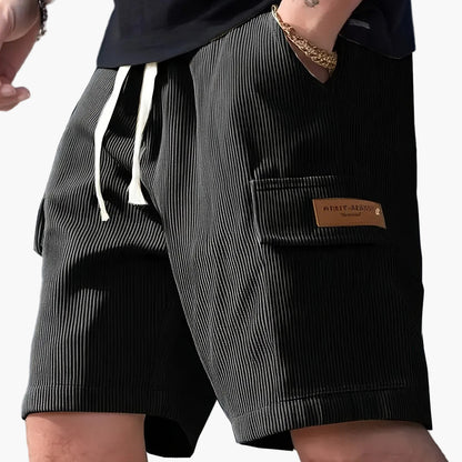 Herren Freizeithose – Modische gestreifte Shorts mit Kordelzug und Seitentasche, ideal für Alltag & Urlaub