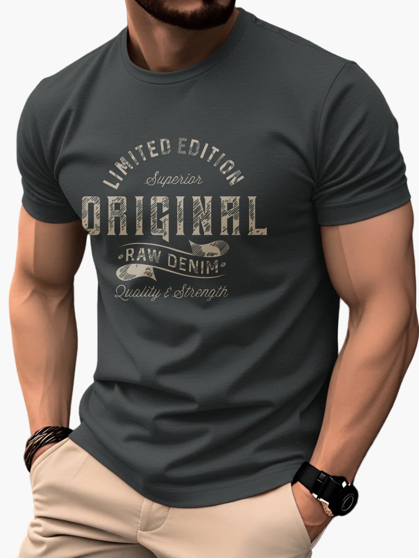 Herren T-Shirt Original Raw Denim Vintage Style – Lässiges Motivshirt für Alltag und Freizeit
