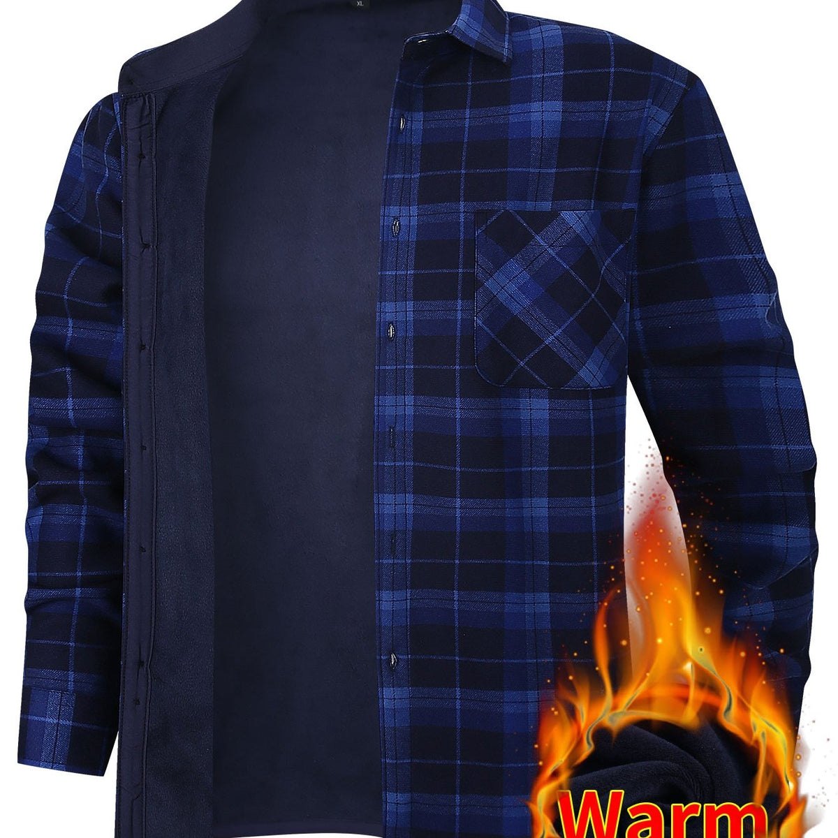 Herren Thermohemd-Jacke 2-in-1 mit Windschutz und Warmfutter – Kariertes Outdoor-Freizeithemd