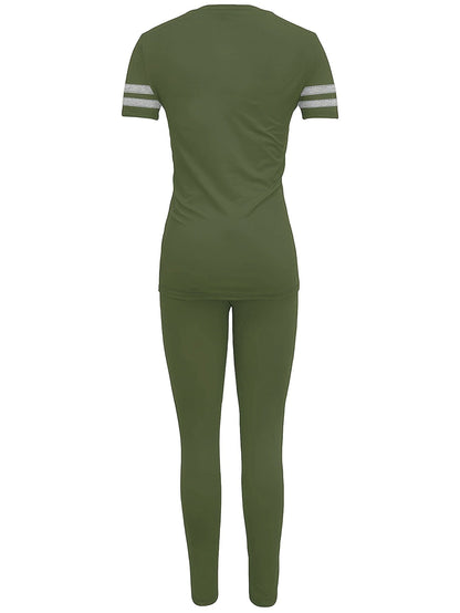 Damen Trainingsanzug Zweiteiler – Sportlich & Freizeit, Bequemes Outfit mit T-Shirt und Leggings