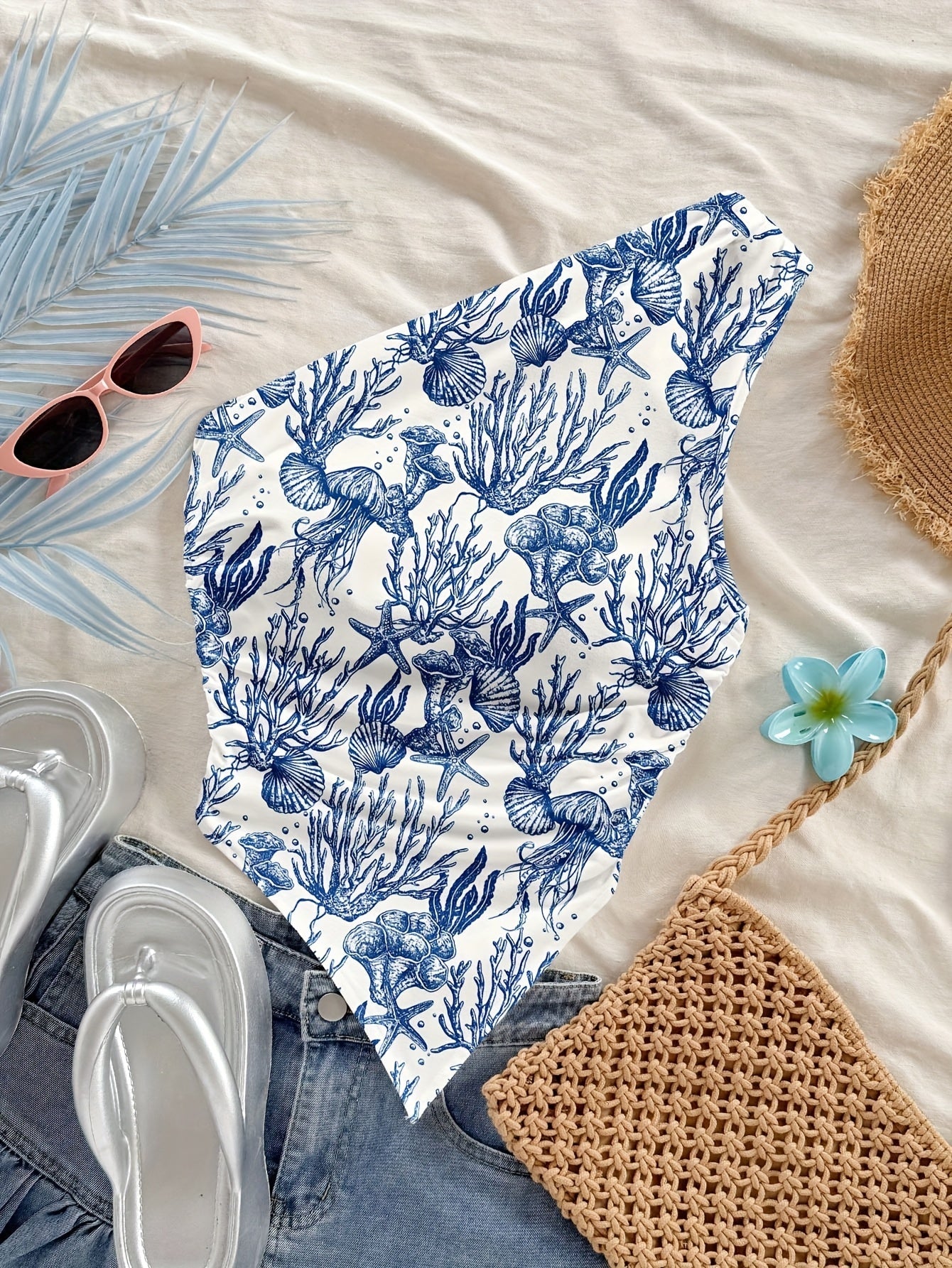 Damen Asymmetrisches Freizeit-Top mit Blumenmuster – Elegantes Sommer Oberteil für Alltag & Urlaub