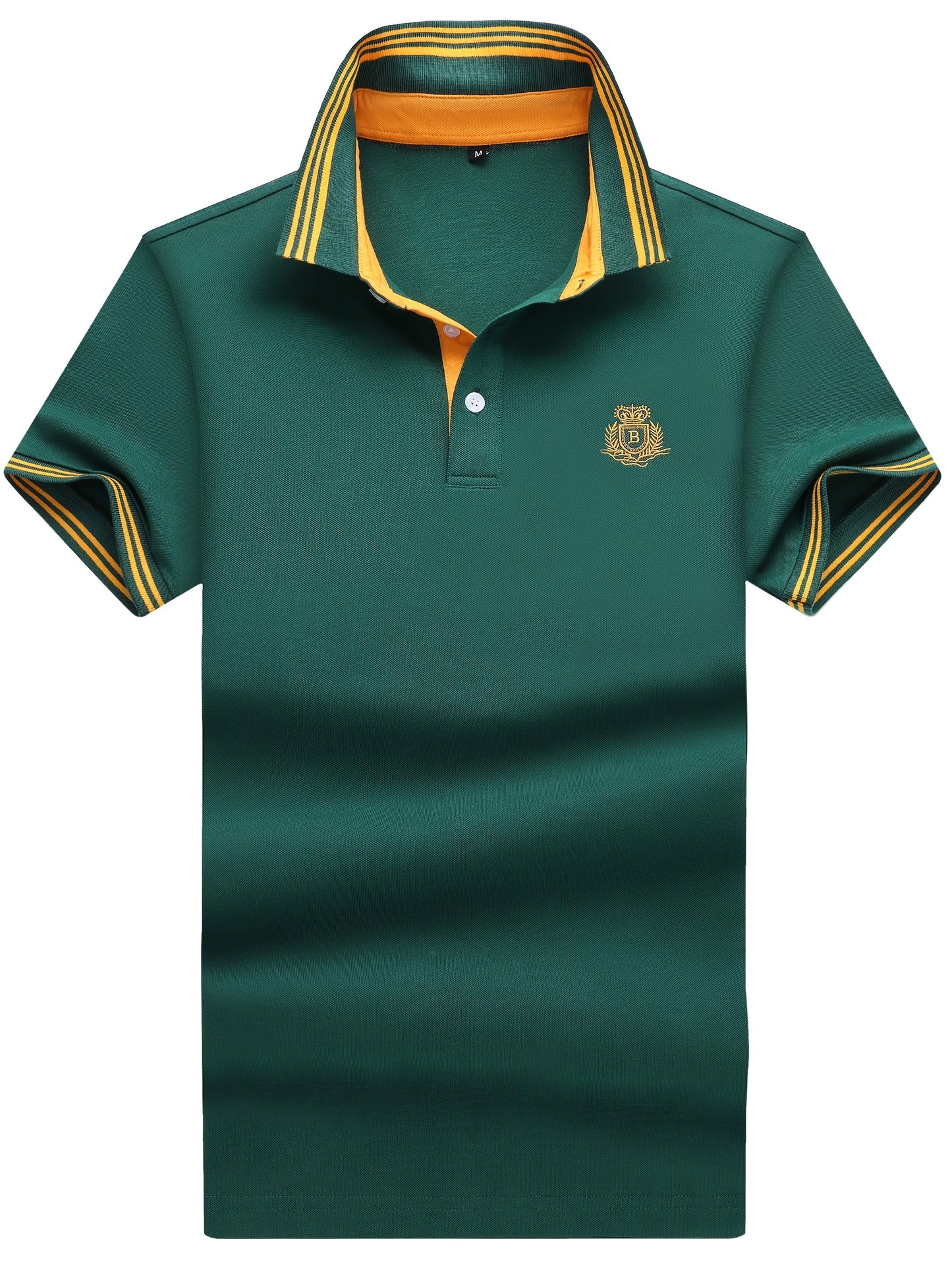 Herren Poloshirt mit gestreiftem Kragen und sportlichem Wappen – Klassischer Freizeitstil