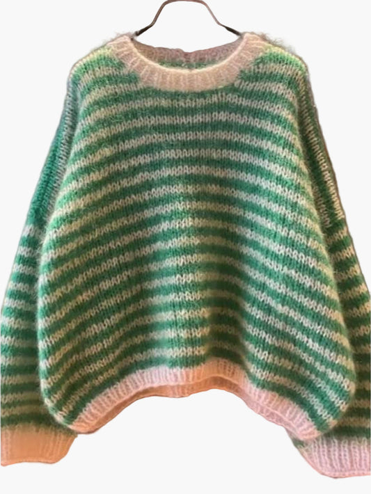 Damen Strickpullover im lässigen Streifen-Look für Herbst und Winter