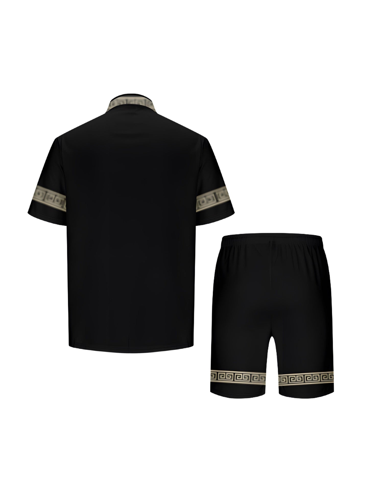 Herren Sommer Freizeit Set – Kurzarm Hemd und Shorts mit geometrischem Muster, perfekt für Urlaub und Alltag