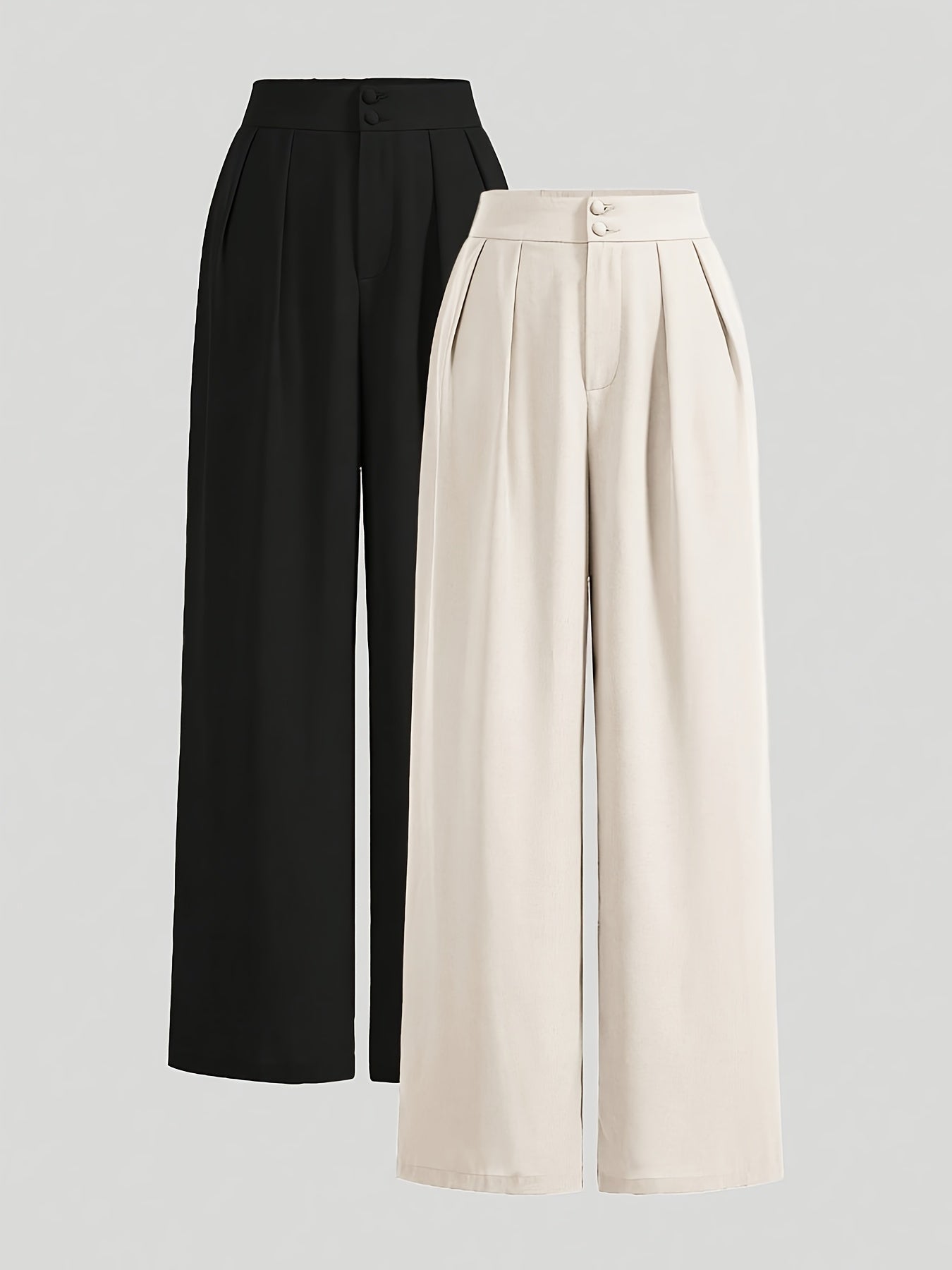 Damen Weite High-Waist Anzughose Elegant mit Bügelfalten Business & Freizeit