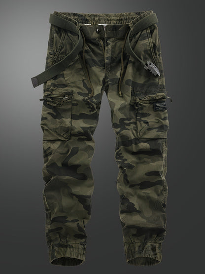 Herren Cargo Jogger Hose mit Camouflage Muster und Utility-Design – Streetwear und Outdoor