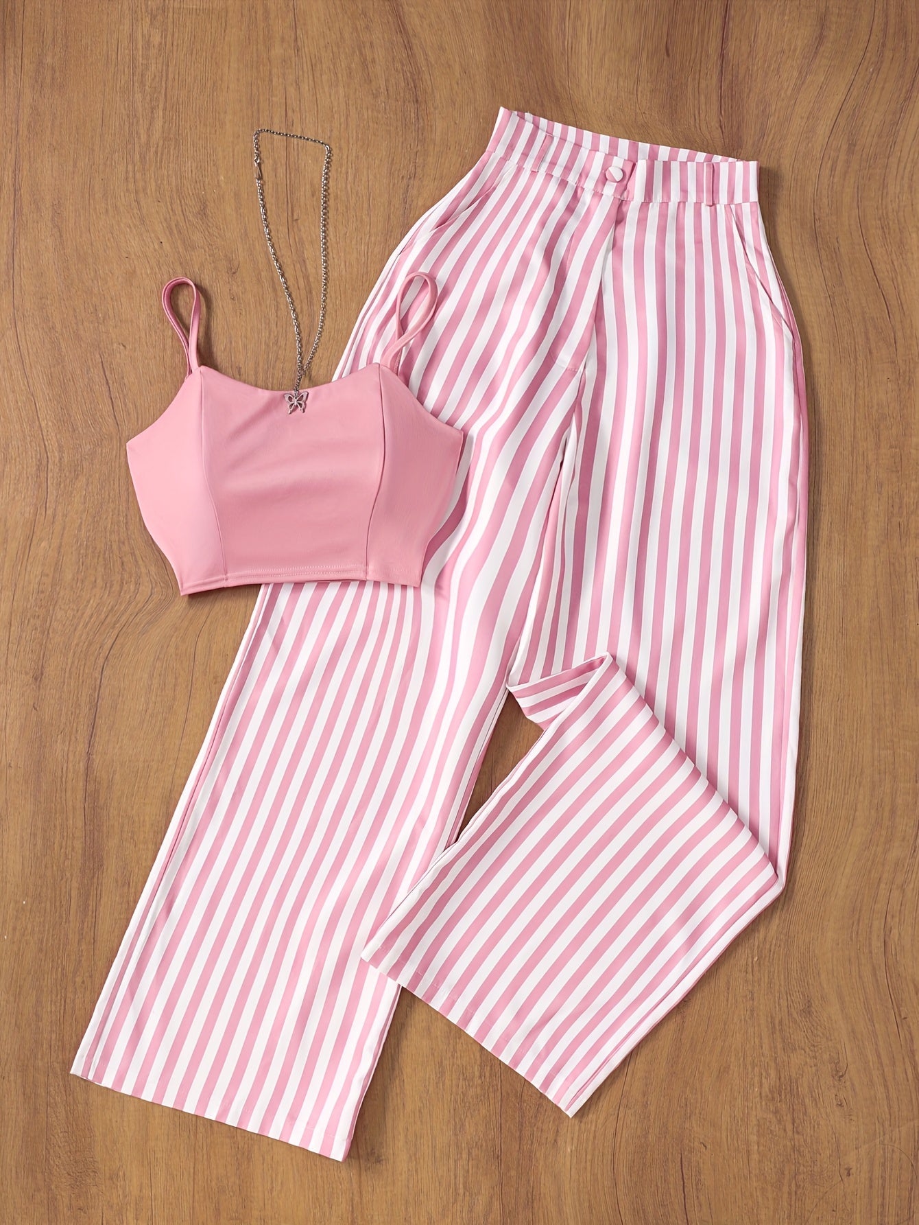 Damen Zweiteiler Set – Elegantes gestreiftes Top und Hose für Sommer und Freizeit