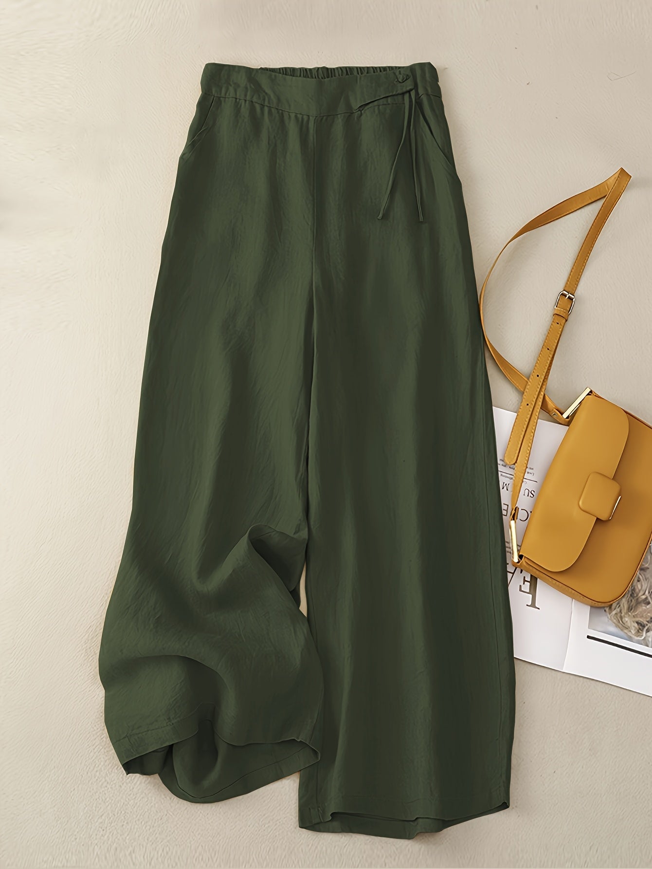Damen Elegante Weite Freizeithose mit Bindegürtel – Lockerer Business & Alltagsstil