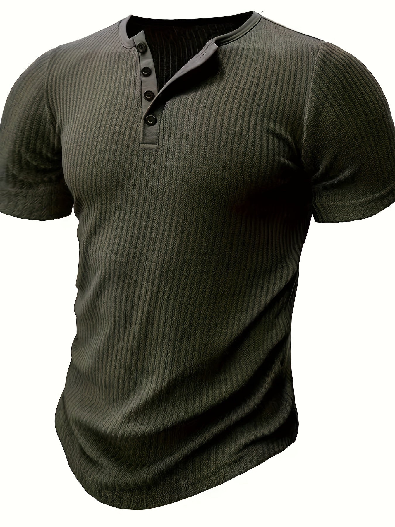 Herren Henley T-Shirt mit Knopfleiste und Rippstruktur – Freizeitstil für Alltag & Sommer