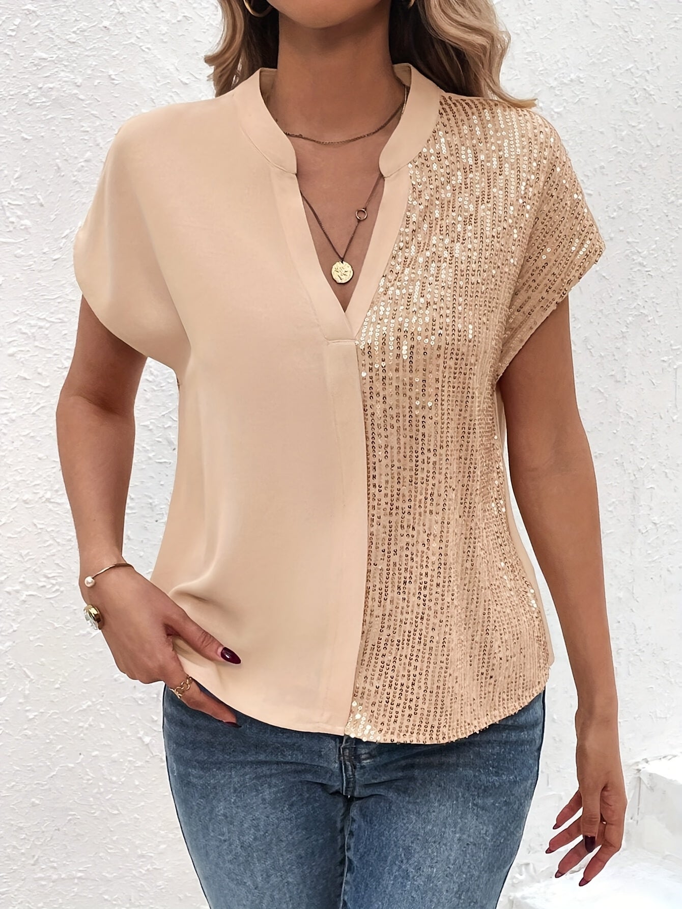 Damen Elegante Bluse mit Pailletten – Perfekt für Büro und festliche Anlässe