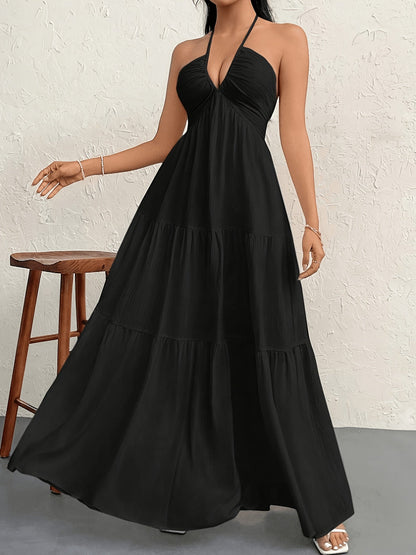 Damen Maxikleid Elegant mit Spaghettiträgern und Rückenfrei – Stilvolles Abend- und Sommerkleid