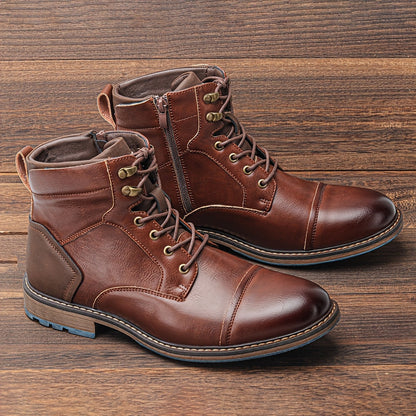 Herren Schnürstiefeletten Braun mit Kontrastsohle