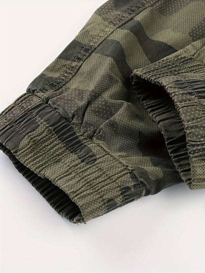Herren Cargo Jogger Hose mit Camouflage Muster und Utility-Design – Streetwear und Outdoor