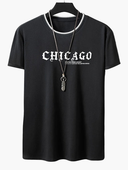 Herren T-Shirt mit „CHICAGO“-Print, lässiger Streetwear Stil