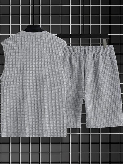 Herren Freizeit Tanktop-Set im modernen Karomuster – Sportlich & Bequem für Sommer und Alltag