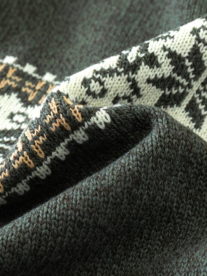 Herren Strickjacke Reißverschluss Stehkragen Norwegermuster Winter Casual