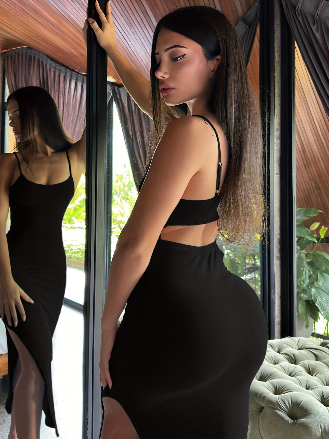 Damen Bodycon Maxikleid mit schmalen Trägern – Eleganter, figurbetonter Stil für Abend & Event
