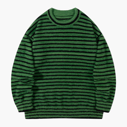 Herren Streetwear Strickpullover mit Streifen – Lockerer Stil für Herbst und Winter