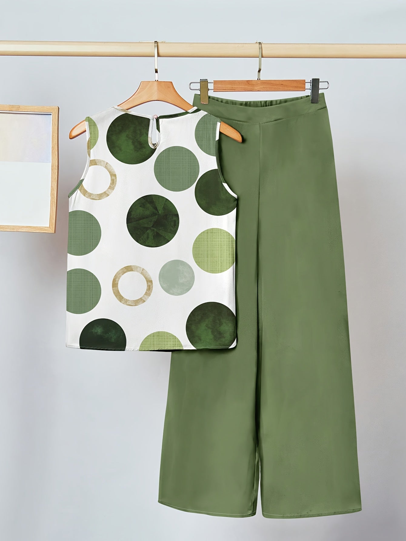 Damen Sommer Palazzo Set – Ärmelloses Top und weite Hose mit tropischem Print, lässig und elegant