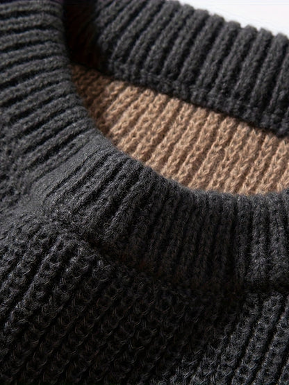 Herren Grobstrick Pullover mit Streifenmuster – Lockerer Casual Style für Herbst und Winter