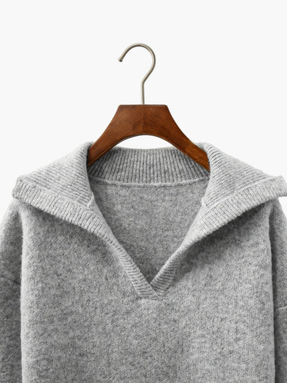 Damen Vintage Strickpullover mit V-Ausschnitt – Lässiger Herbst/Winter Pullover für Alltag und Freizeit