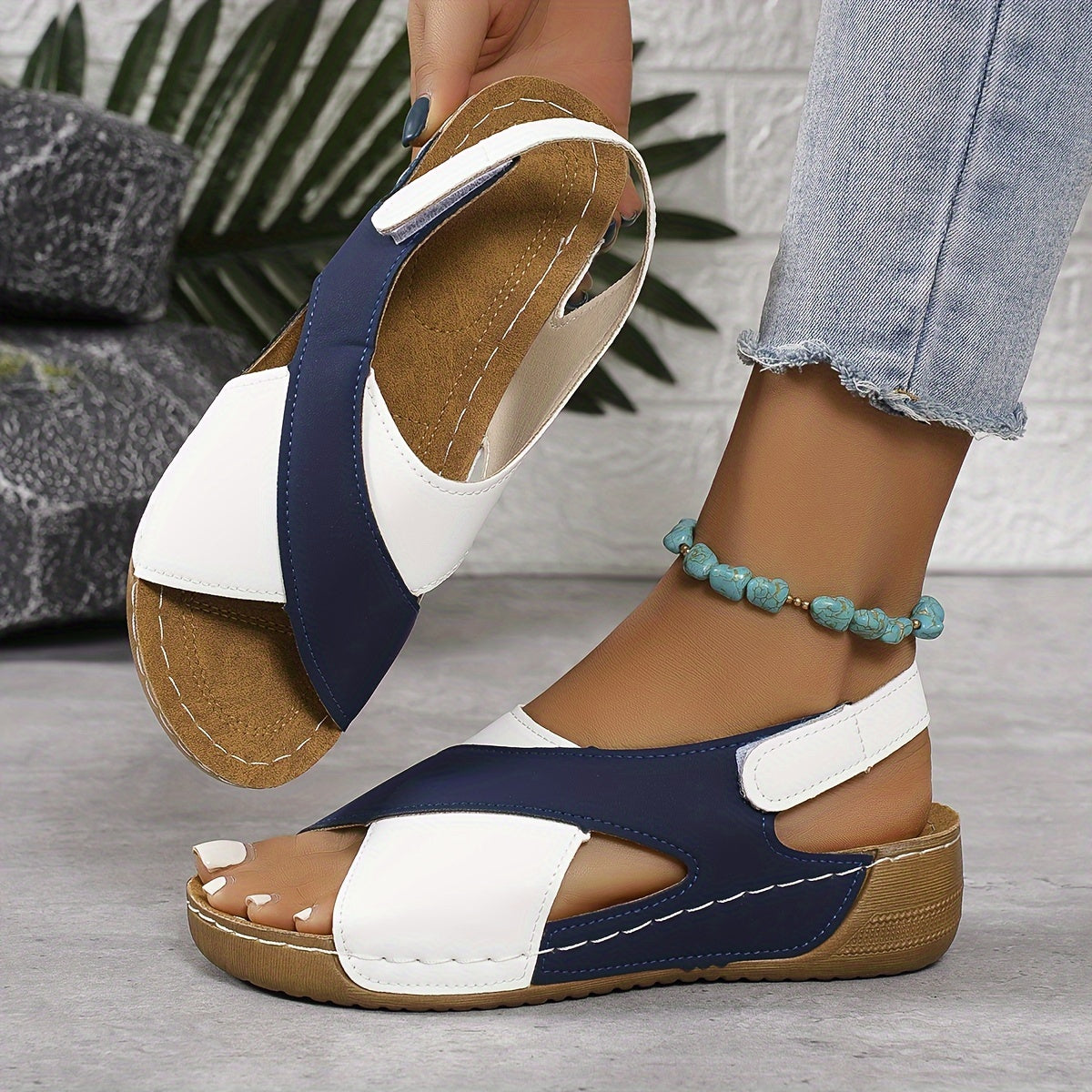 Damen Komfort-Wandersandalen – Modische Freizeit-Sandalen mit Keilabsatz für Alltag und Urlaub