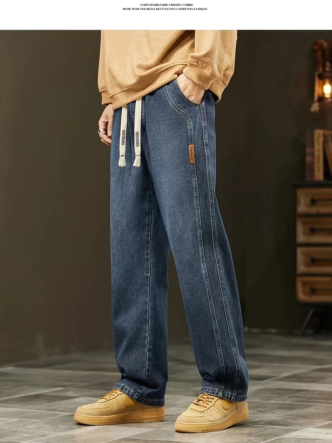 Herren Baggy Jeans im Retro Streetwear Stil – Weite Passform, Ideal für Freizeit und Alltag