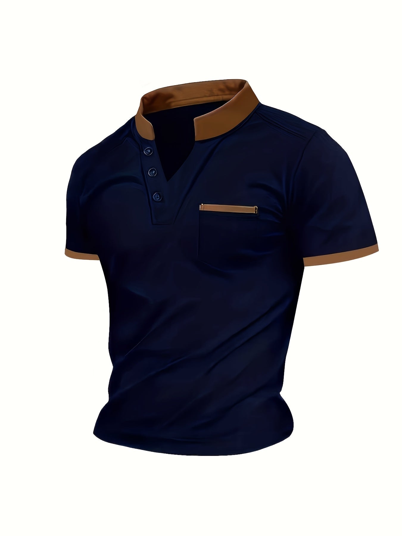 Herren Poloshirt mit modernem Stehkragen und Brusttasche – Stilvolles Freizeit- und Business-Oberteil