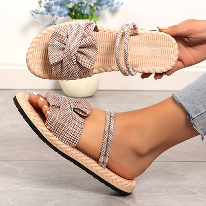 Damen Sommer Sandalen mit Schleife und Knöchelriemen – Bequeme Freizeitschuhe für Alltag und Urlaub