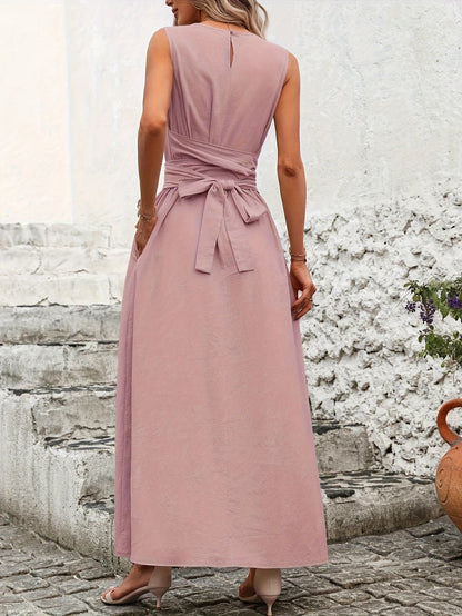 Damen Jumpsuit Elegant Ärmellos mit Bindegürtel für Sommer und Freizeit