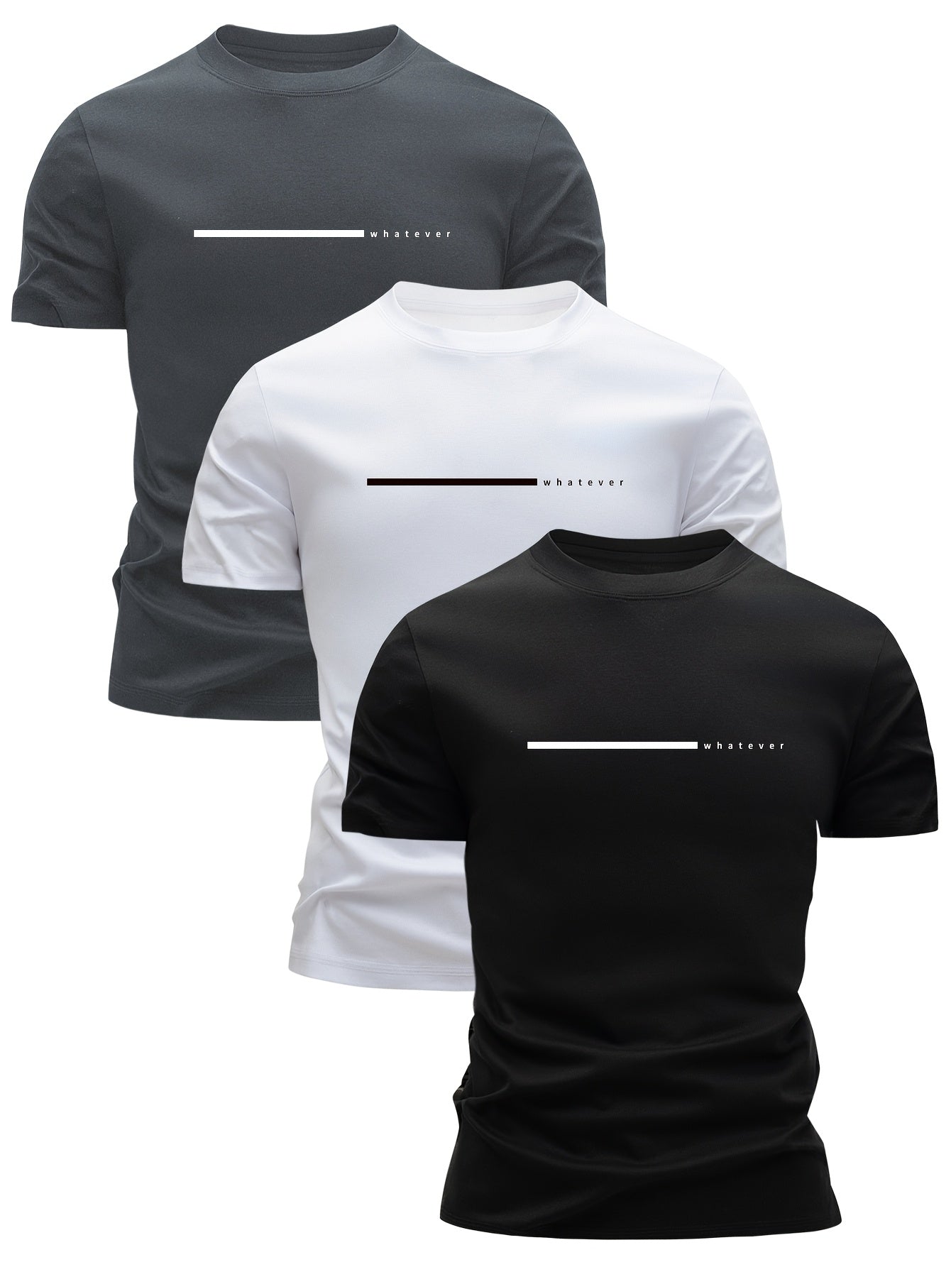 Herren T-Shirt Casual Streetwear mit Minimalistischem 'Whatever' Print – Modernes Basic für Freizeit & Alltag