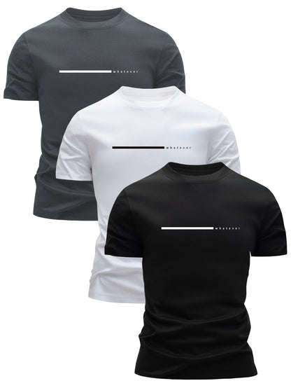 Herren T-Shirt Casual Streetwear mit Minimalistischem 'Whatever' Print – Modernes Basic für Freizeit & Alltag